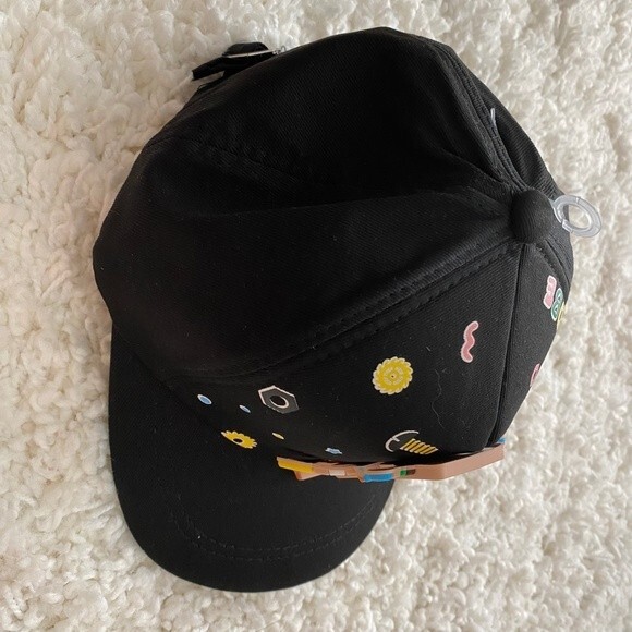Children's Ball Cap. Black Multi. One Size. Robot Design. Adjustable Velcro. - Picture 5 of 8